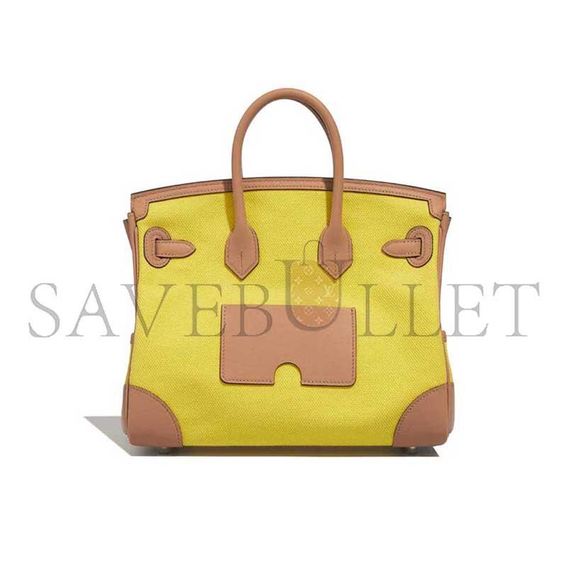 HERMÈS MASTER BIRKIN CARGO 25 TOILE SWIFT JAUNE CITRON CHAI (25*20*13cm)